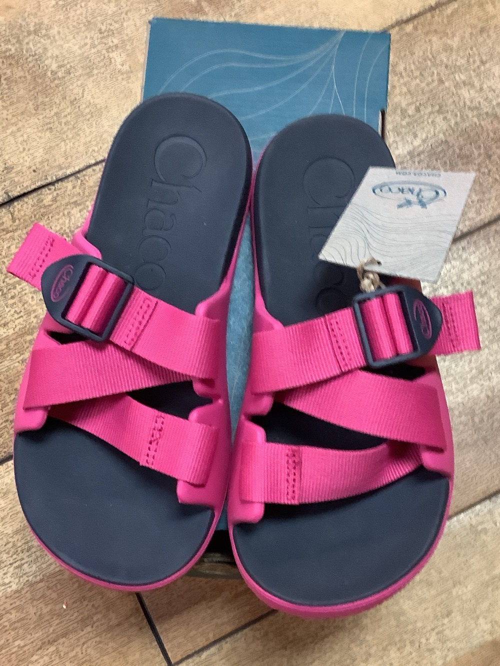ChacoPink and black Adjustable Slide Sandals